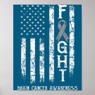 Poster Drapeau américain guerrier du cancer du cerveau ch