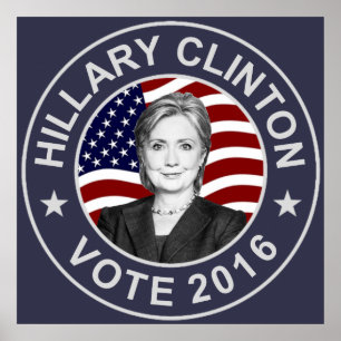 Poster Drapeau américain Hillary Clinton