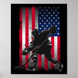 Poster Drapeau Américain Hockey Femmes Enfants Hommes 