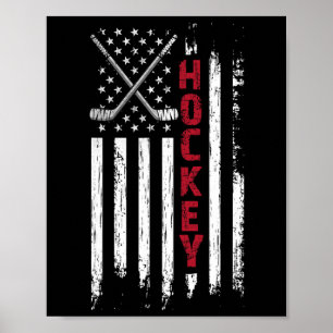 Poster Drapeau Américain Hockey Usa Patriotique