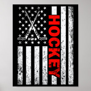 Poster Drapeau Américain Hockey Usa Patriotique Pour Femm