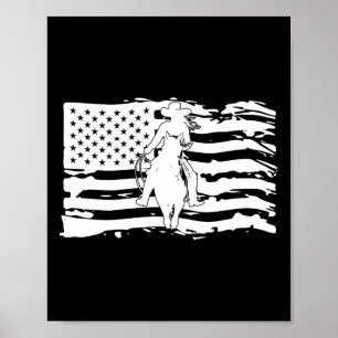 Poster Drapeau Américain Horloge Patriotique Ridi
