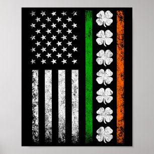 Poster Drapeau Américain Irlandais Drapeau Irlande Fête S
