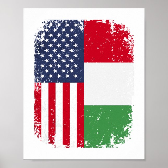 Poster Drapeau américain Italie (Devant)