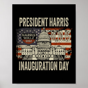 Poster Drapeau américain Kamala Harris Président Inaugura