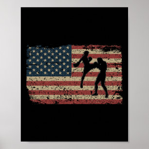 Poster Drapeau américain Karaté Cadeau Fier Mma Takewando