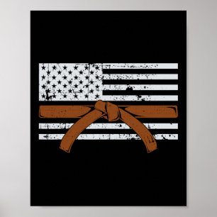 Poster Drapeau Américain Karaté Cadeau Tae Kwon Do Combat