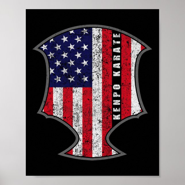 Poster Drapeau américain Kenpo Karate Fighter Roman patri (Devant)