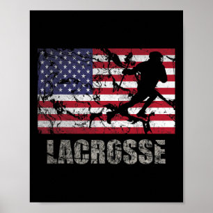 Poster Drapeau américain Lacrosse Drapeau américain Drape