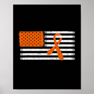 Poster Drapeau Américain Leucémie Et Sclérose En Plaques