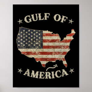 Poster Drapeau Américain M Du Golfe Retro Of Usa America 