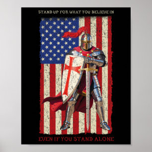 Poster Drapeau américain médiéval croisé Templiers 4t