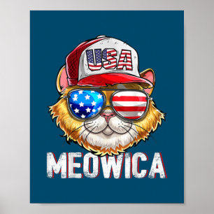 Poster Drapeau américain Meowica Chat 4 juillet Trucker C