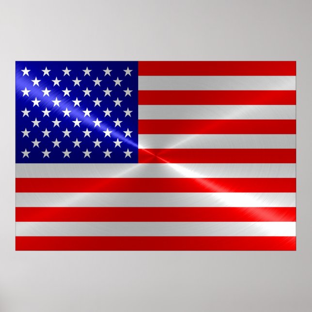 Poster Drapeau américain métal métallique (Devant)
