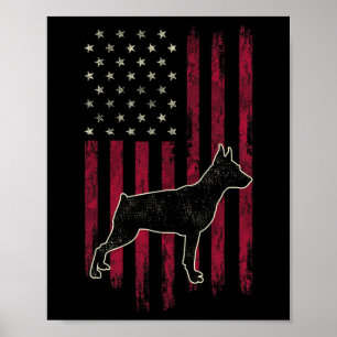 Poster Drapeau américain Miniature Pinscher Amoureux de l