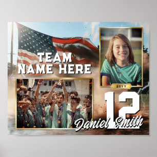 Poster Drapeau américain Modèle de mémoire sportive perso