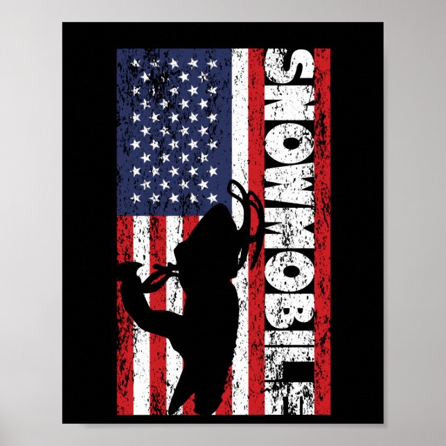 Poster Drapeau américain motoneige États-Unis traîneau (Devant)