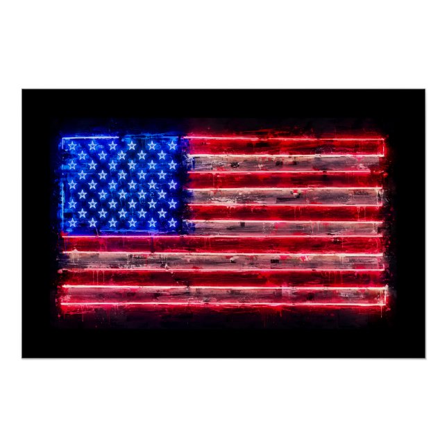 Poster Drapeau américain néon (Devant)