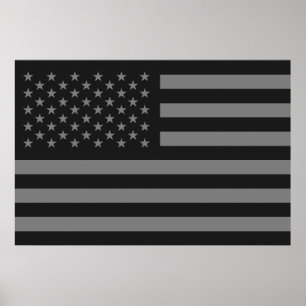 Poster Drapeau américain noir gris