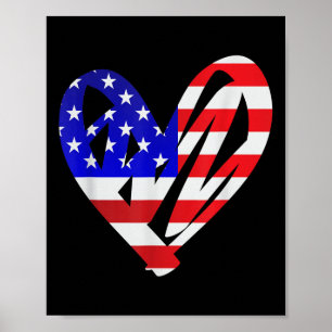 Poster Drapeau américain Patriotic Heart Forces Armées Me
