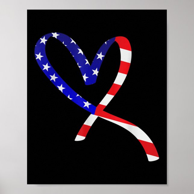 Poster Drapeau américain Patriotic Heart Forces Armées Me (Devant)