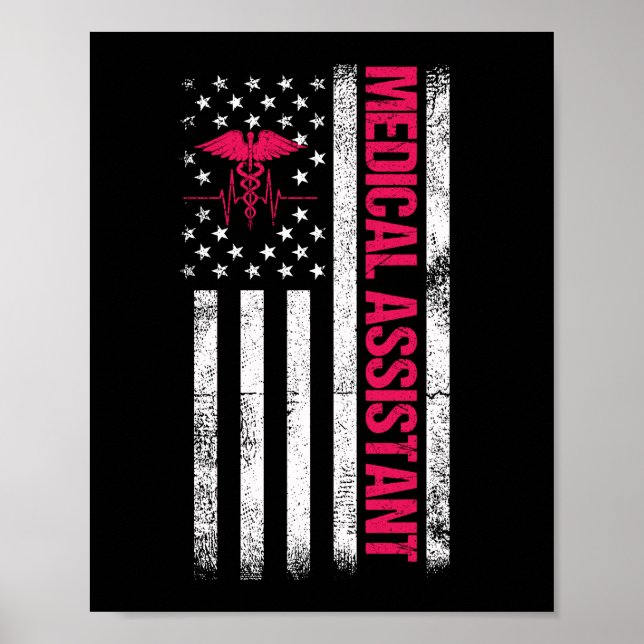 Poster Drapeau américain patriotique de l'adjoint Médical (Devant)