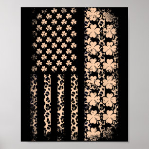 Poster Drapeau américain patriotique léopard trèfle stPat