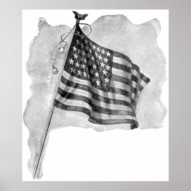 Poster Drapeau américain Patriotique Vintage (Devant)