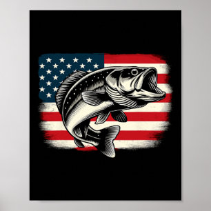 Poster Drapeau américain Pêche Patriotique