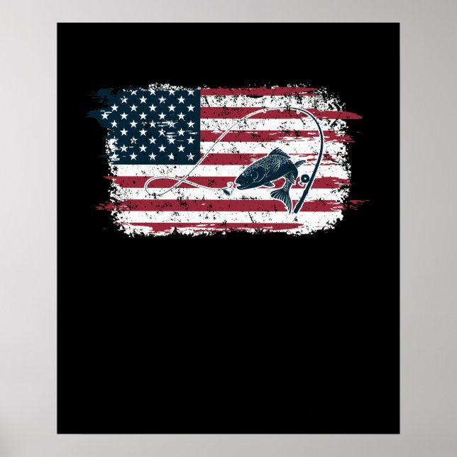 Poster Drapeau américain Pêche Vintage (Devant)