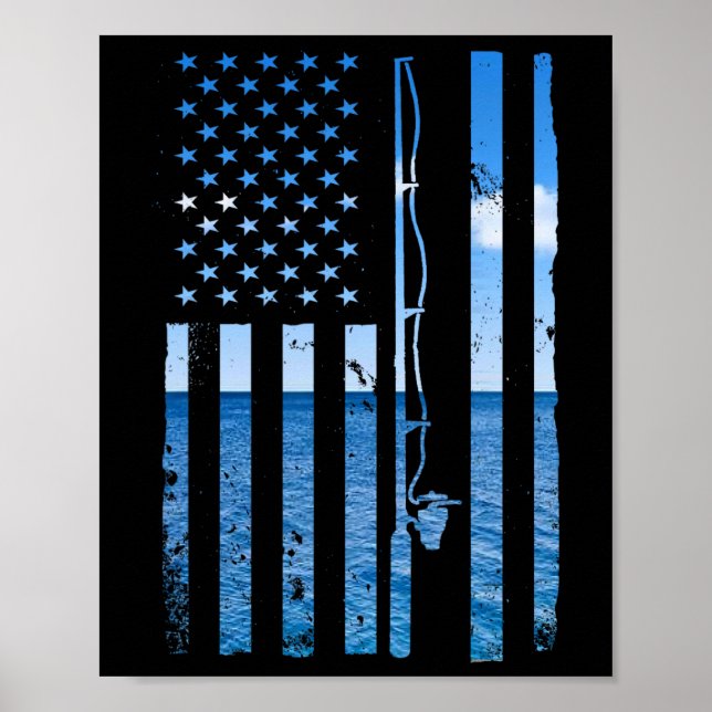 Poster Drapeau américain Pêcheur Pêcheur Funny B Fisherma (Devant)