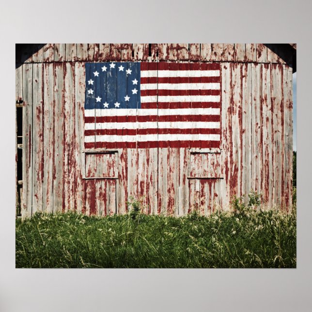 Poster Drapeau américain peint sur la grange (Devant)