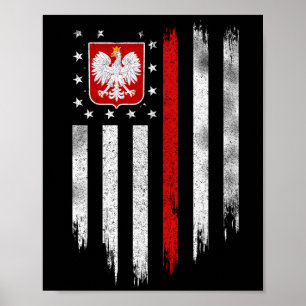 Poster Drapeau américain polonais Combo Pologne Usa Polsk