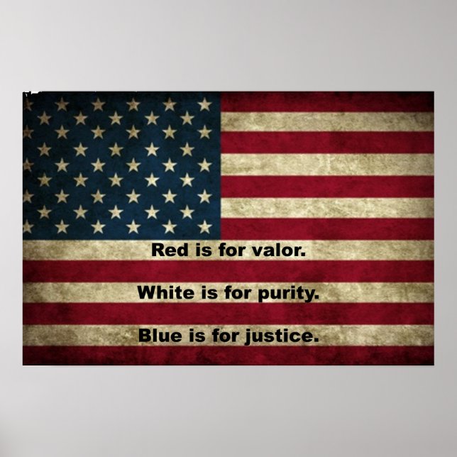 Poster Drapeau américain - Signification des couleurs (Devant)