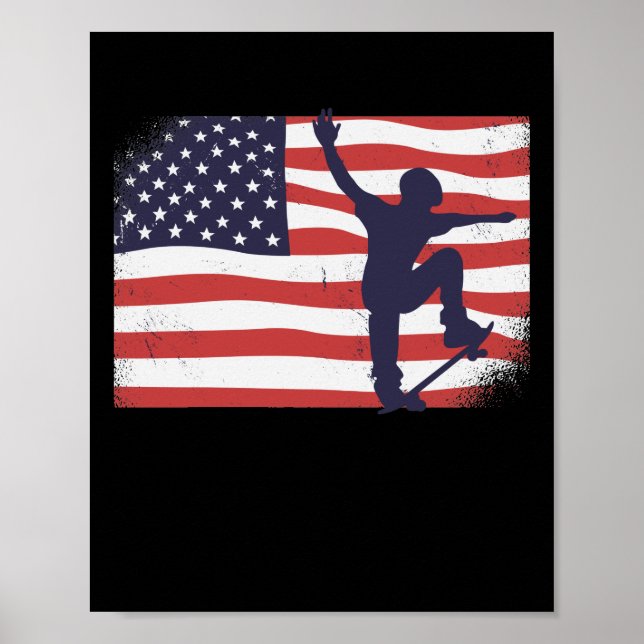 Poster Drapeau américain Skate (Devant)