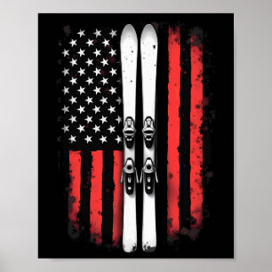 Poster Drapeau américain Ski alpin