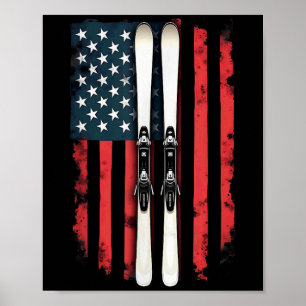 Poster Drapeau américain Ski alpin _6