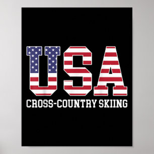 Poster Drapeau américain - Ski de fond américain Usa