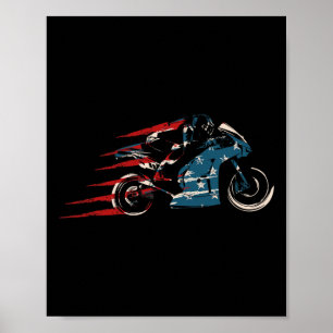 Poster Drapeau Américain Super Vélo Moto Gp 4 juillet Dir