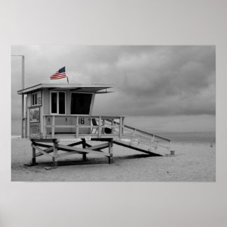 Poster Drapeau américain sur la lifeguard Shack