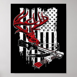 Poster Drapeau américain Tir à l'arc Chasse aux Cerfs Cro