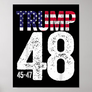 Poster Drapeau américain Trump 45-47-48 Présidentiel 2028