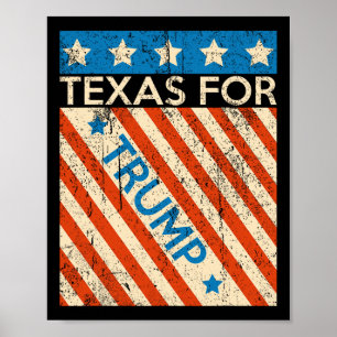 Poster Drapeau américain Trump Réélection 2024 Texas Trum