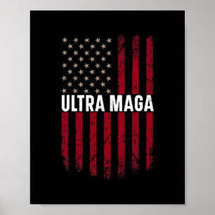 Poster Drapeau américain Ultra MAGA cadeaux d'amant
