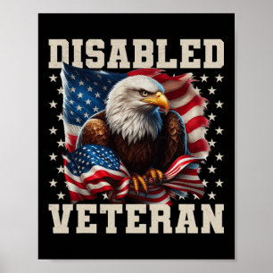 Poster Drapeau américain vétéran handicapé militaire sold