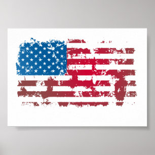 POSTER DRAPEAU AMÉRICAIN VINTAGE