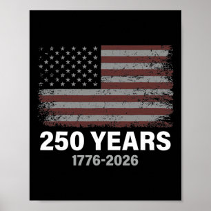 Poster Drapeau Américain Vintage 250 Ans 1776-2026 250e B