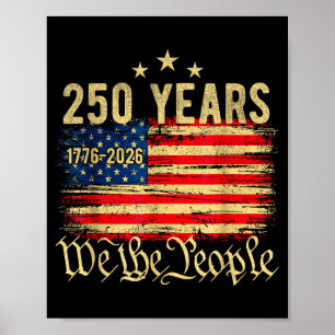 Poster Drapeau américain vintage 250 ans 250e anniversair