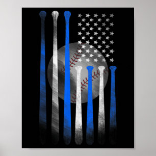 Poster Drapeau Américain Vintage Baseball Drapeau Papa Ma
