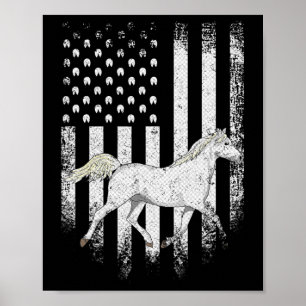 Poster Drapeau américain vintage Drapeau arabe Cheval
